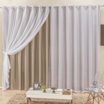 Cortina Elegance 2,00m x 1,70m Bege Tecido Semi Blackout Com Voal Moderna Cortina Elegance 2,00m x 1,70m Bege Tecido Semi Blackout Com Voal Moderna