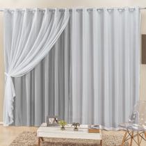 Cortina Elegance 2,00m x 1,70m Cinza Tecido Semi Blackout Com Voal Moderna Cortina Elegance 2,00m x 1,70m Cinza Tecido Semi Blackout Com Voal Moderna
