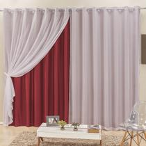 Cortina Elegance 2,00m x 1,70m Vermelha Tecido Semi Blackout Com Voal Moderna Cortina Elegance 2,00m x 1,70m Vermelha Tecido Semi Blackout Com Voal Moderna