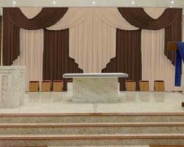 Cortina Elegance Para Igreja De 6,0m X 2,8m Tabaco com Avelã Cortina Elegance Para Igreja De 6,0m X 2,8m Tabaco com Avelã