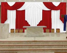 Cortina Elegance Para Igreja De 8,0m X 2,8m Vermelho com Branco
