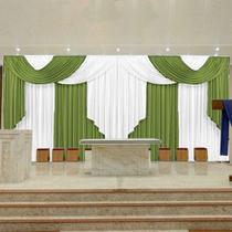 Cortina Elegance Para Igreja Evangelica 7x4,00 verde com palha - casa tudoe enxovais