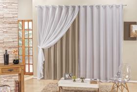 Cortina Elegance sala ou quarto 2,00x1,70 para varão simples 2m cor bege Cortina Elegance sala ou quarto 2,00x1,70 para varão simples 2m cor bege