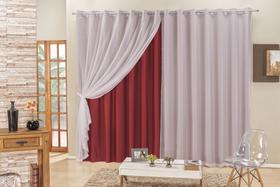 Cortina Elegance sala ou quarto 4,00x2,50 para varão simples 4m cor vermelha Cortina Elegance sala ou quarto 4,00x2,50 para varão simples 4m cor vermelha