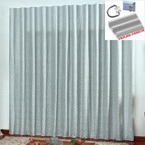 Cortina em Jacquard Bahamas 2,00 x 1,70 Para Trilho Comum - Cinza Claro - 100% Poliéster