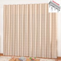 Cortina em Jacquard Bahamas 2,00 x 1,70 Para Trilho Suisso - Bege - 100% Poliéster