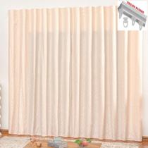 Cortina Em Jacquard Bahamas 3,00 X 2,70 Para Trilho Suisso - Palha