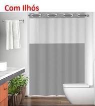 Cortina em PVC Para Box Antimofo Com Ilhós 1,38x1,98 Cinza - Vida Pratika