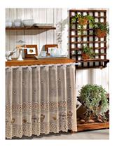 Cortina em Renda Marrom 2mx80cm Café Desert P/ Pia Ou Janela Cortina em Renda Marrom 2mx80cm Café Desert P/ Pia Ou Janela