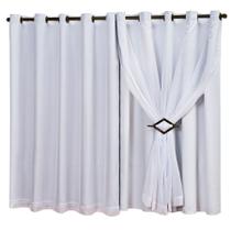 Cortina Em Tecido Blackout 5m X 2,80m Com Voil E Ilhós Tabaco Sala Quarto Escritório 90% Blecaute