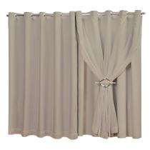 Cortina Em Tecido Com Voil 90% Blackout 2m L x 2m A Sala Quarto Cozinha Escritorio Estúdio Blecaute