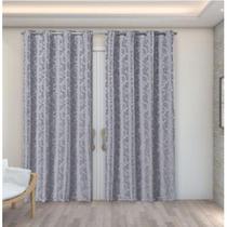 Cortina em tecido Jacquard Jacard Cinza para Sala e Quarto 7.00 x 2.70 m