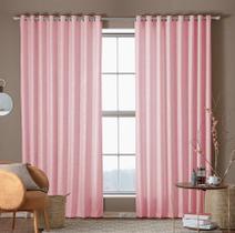 Cortina Em Tecido Jacquard Sala E Quarto 3,20M X 2,50M Rosa