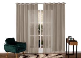Cortina em Voil Liso Para Sala ou Quarto Para Varão Simples Palha 4,00m x 2,50m Cortina em Voil Liso Para Sala ou Quarto Para Varão Simples Palha 4,00m x 2,50m