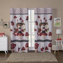 Cortina Estampada 3,00X2,20M Quarto Infantil Menina Joaninha