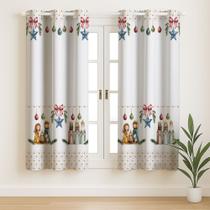 Cortina Estampada de Natal 2,00x1,50 Decoração de cozinha, enfeito de natal, Papai Noel