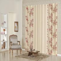 Cortina estampada Floratta 3 metros micropercal 200 fios floral palha Cortina estampada Floratta 3 metros micropercal 200 fios floral palha