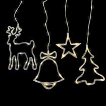 Cortina Estrelas Árvores Rena e Sinos Led Branco Quente - 3,5x1,1m 110V - 01 Unidades - Rizzo Cortina Estrelas Árvores Rena e Sinos Led Branco Quente - 3,5x1,1m 110V - 01 Unidades - Rizzo