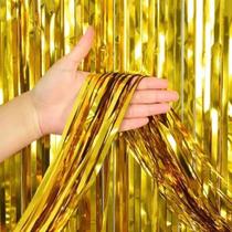Cortina Festa 1m x 2m Metalizada Decorativa Dourado