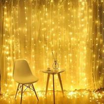 Cortina Fio De Fada Cobre Led 3X3M Casamento Branco Quente Cortina Fio De Fada Cobre Led 3X3M Casamento Branco Quente