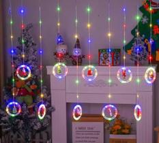 Cortina Fio de Fada PVC com Figuras Natalina Colorido Bivolt