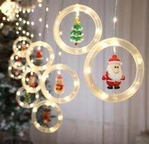 Cortina Fio de Fada PVC com Figuras Natalina Colorido Bivolt