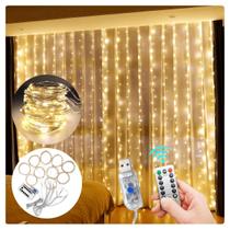 Cortina Fio Fada Pisca Enfeite Decoração USB 3x3m C/300 Led
