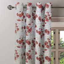 Cortina Firenze Estampada 280x170cm Flores Vermelha