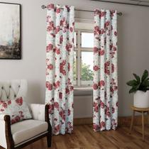 Cortina Firenze Estampada 280x230cm Flores Vermelha