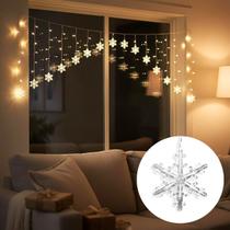 Cortina Flocos De Neve C/152 Leds Fio Transparente 4m 110v