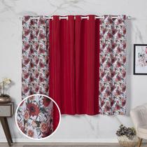 Cortina Florata 2,00 Largura x 1,40 Altura Estampada Janela Casa Cozinha Sala Quarto Decoração