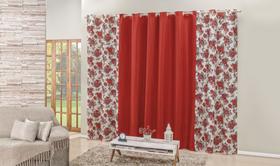 Cortina Floratta 2,00 m x 1,70 m Metros Para Varão Simples Vermelho Cortina Floratta 2,00 m x 1,70 m Metros Para Varão Simples Vermelho