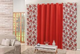 Cortina Floratta Vermelho - 2,00m x 1,70m