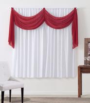 Cortina Florença 2,00x1,70m Branco e Vermelho