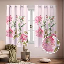 Cortina Flores Semi Blackout 2.00 X 1.50 Desenho em Efeito Bordado 3D Realista