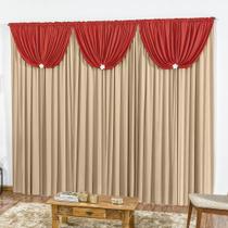 Cortina Flórida Casa Dona 300x250cm Vermelho