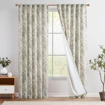 Cortina forrada de linho jinchan, mistura de 230x228cm, cinza, peônia floral Cortina forrada de linho jinchan, mistura de 230x228cm, cinza, peônia floral