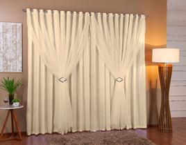 Cortina forro microfibra palha com voal flame palha 4 x 2,80 pronta entrega