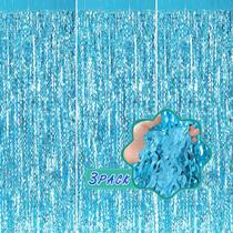 Cortina Fringe, pacote com 3, pano de fundo azul ondulado, folha de enfeite, 2 m x 1 m Cortina Fringe, pacote com 3, pano de fundo azul ondulado, folha de enfeite, 2 m x 1 m