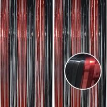 Cortina Fringe Streamer BRAVESHINE, pacote com 2, 1 x 2,5 m, preta, vermelha Cortina Fringe Streamer BRAVESHINE, pacote com 2, 1 x 2,5 m, preta, vermelha