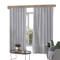 Cortina Gaze De Linho 4m X 2,60m Voil Flame Trilho Toque Suave