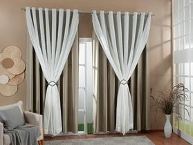 Cortina Ge Linho Forro Blackout 7,00X2,80M Avelã/Marfim Cortina Ge Linho Forro Blackout 7,00X2,80M Avelã/Marfim