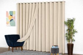 Cortina Grande Luxo Voil Gaze de Linho 4metros com Forro de Microfibra Sala Quarto
