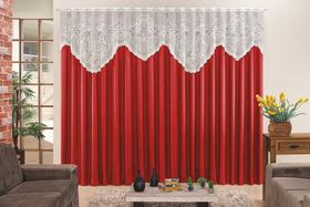 Cortina Grande para Sala Vermelho 3,00m x 2,50m Tecido Microfibra com Renda Nicole Cortina Grande para Sala Vermelho 3,00m x 2,50m Tecido Microfibra com Renda Nicole