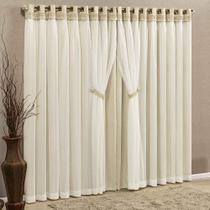 Cortina Grécia 4 Mts Sala Quarto Blackout para Varão - Palha - 100% Poliéster