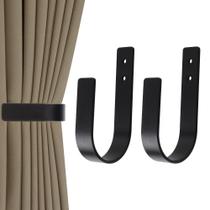 Cortina Holdbacks Groleca Modern Aluminium em forma de U, pacote com 2 unidades pretas
