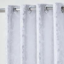 Cortina Ilhós 3,00x2,70m Jacquard Adamascado Branco