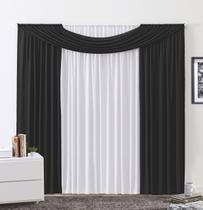 Cortina Impéria 3,00x2,30m Branco e Preto