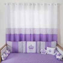 Cortina Imperial 2,00M Infantil Bebe ALGODAO ENXOVAL lilas roxo - Magia Enxovais