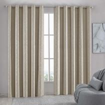 Cortina Imperial em Jacquard para Varão Simples 3,00m x 2,60m 100% Poliéster - Bege